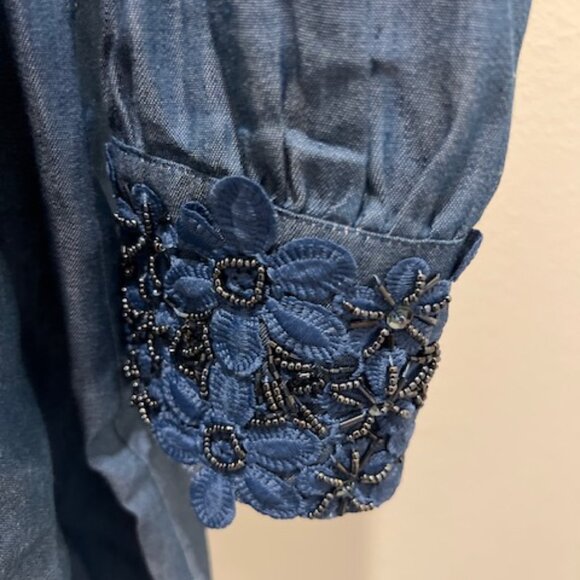 Lusio Off Shoulder Summer Dress Midi Denim, Size S - Picture 7 of 16